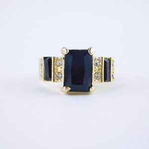 Black Sapphire 10KT gold filled ring, Size 9